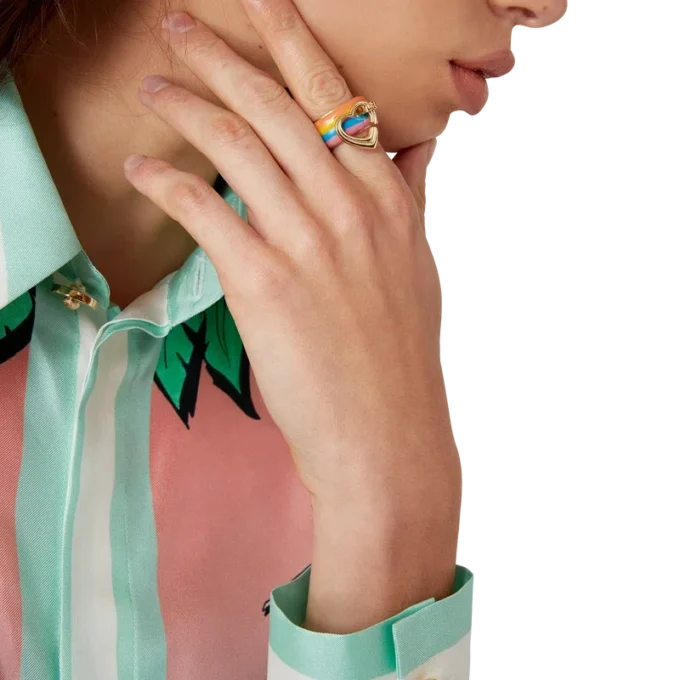 Anel Coração Arco-Íris