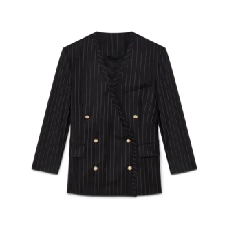 Blazer Oversized de Lã com Risca de Giz