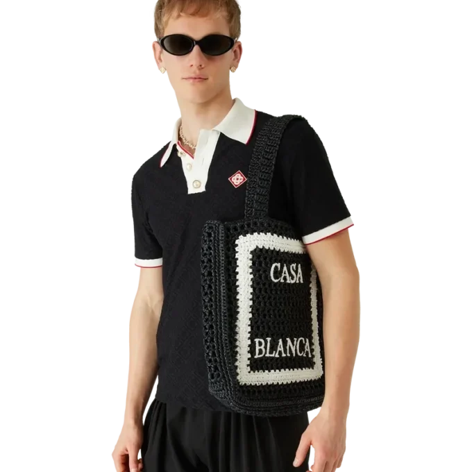 Bolsa Tote em Ráfia Preta