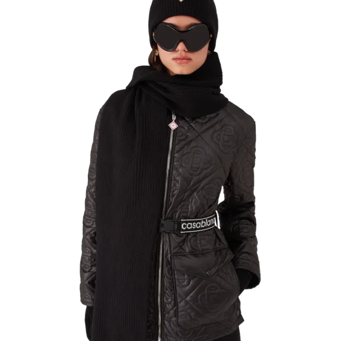 Cachecol de lã com canelado Cachecol de lã com canelado