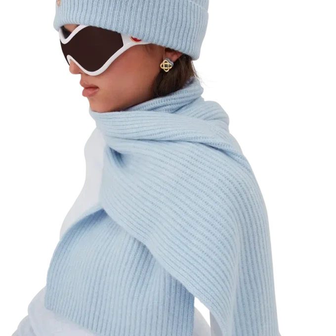 Cachecol de lã com canelado