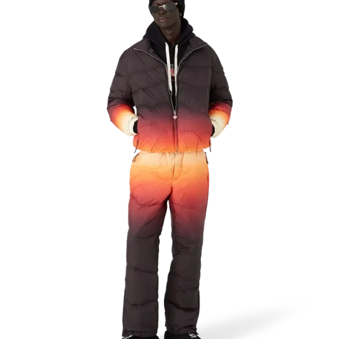 Calças acolchoadas em nylon com efeito degradê Calças acolchoadas em nylon com efeito degradê