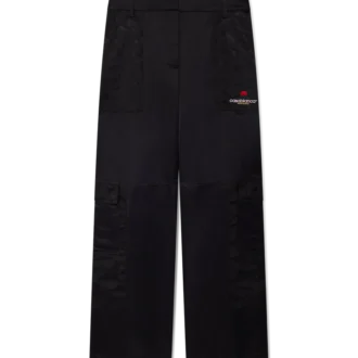 Calças cargo em nylon e cetim com padrão camuflado de montanha