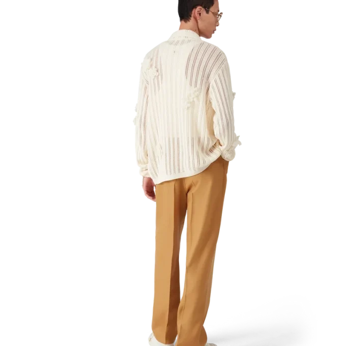 Calças Chinos de Lã com Pregas