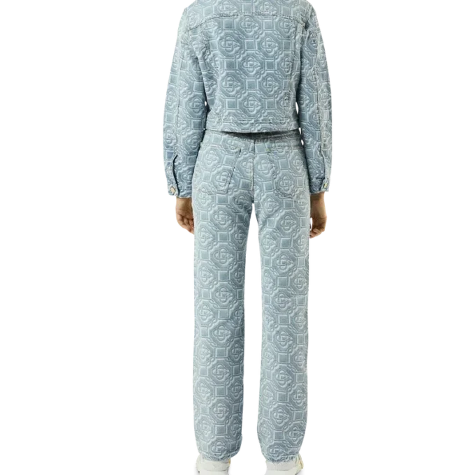 Calças clássicas de ganga branqueada com monograma