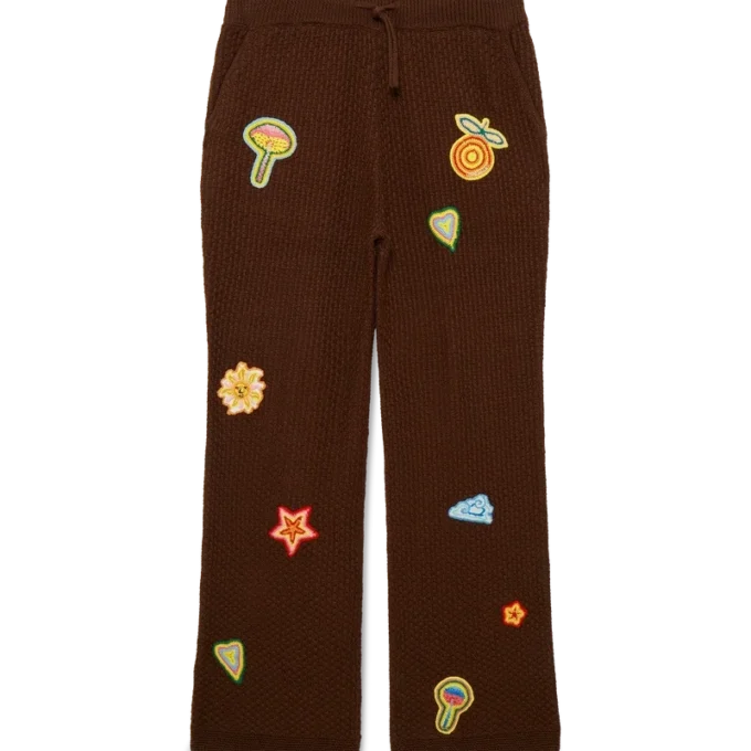 Calças com Motivo em Croché