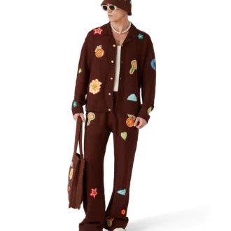 Calças com Motivo em Croché