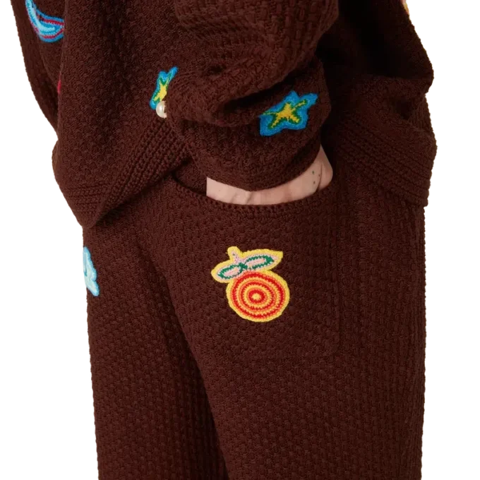 Calças com Motivo em Croché