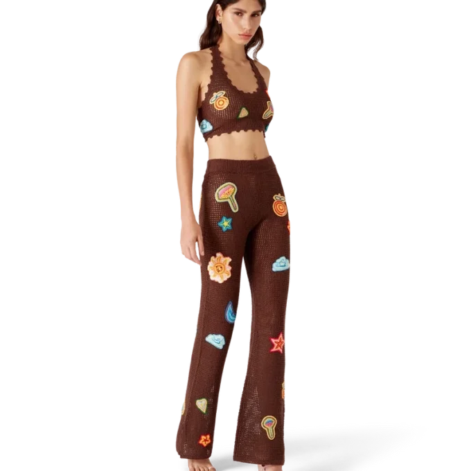 Calças de croché com motivos Calças de croché com motivos