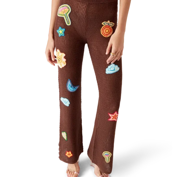 Calças de croché com motivos Calças de croché com motivos