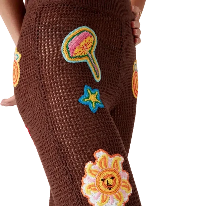 Calças de croché com motivos Calças de croché com motivos