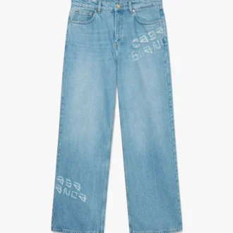 Calças de ganga com efeito desgastado e grafite