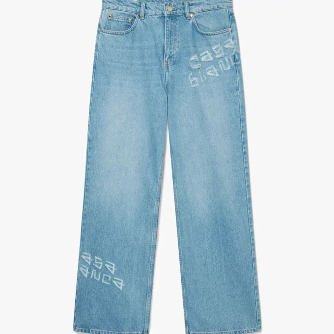 Calças de ganga com efeito desgastado e grafite Calças de ganga com efeito desgastado e grafite