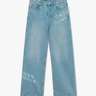 Calças de ganga com efeito desgastado e grafite