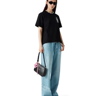 Calças de ganga com efeito desgastado e grafite