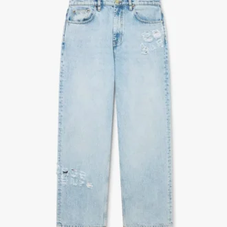 Calças de ganga com grafite em lavagem clara