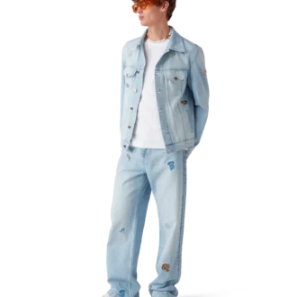 Calças de ganga com motivo bordado