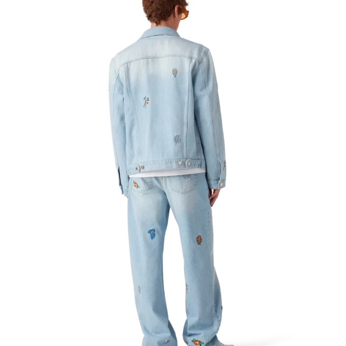 Calças de ganga com motivo bordado