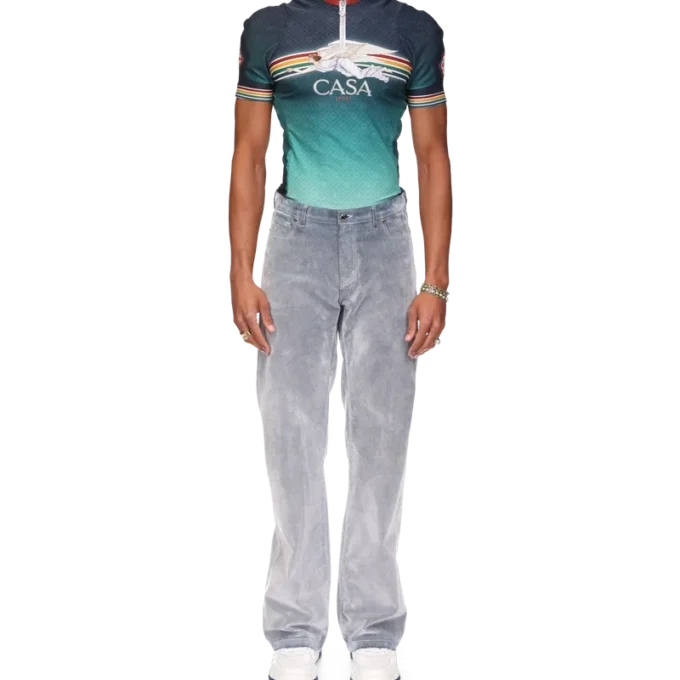 Calças de ganga com textura pêssego