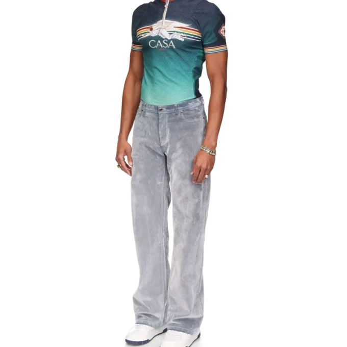 Calças de ganga com textura pêssego