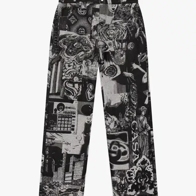 Calças de ganga de perna reta Rave Collage