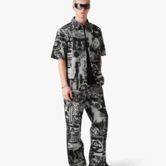 Calças de ganga de perna reta Rave Collage