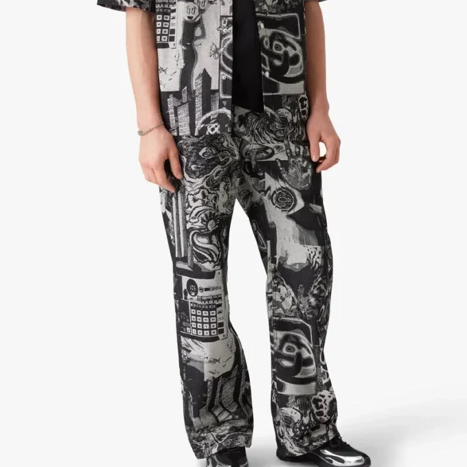 Calças de ganga de perna reta Rave Collage