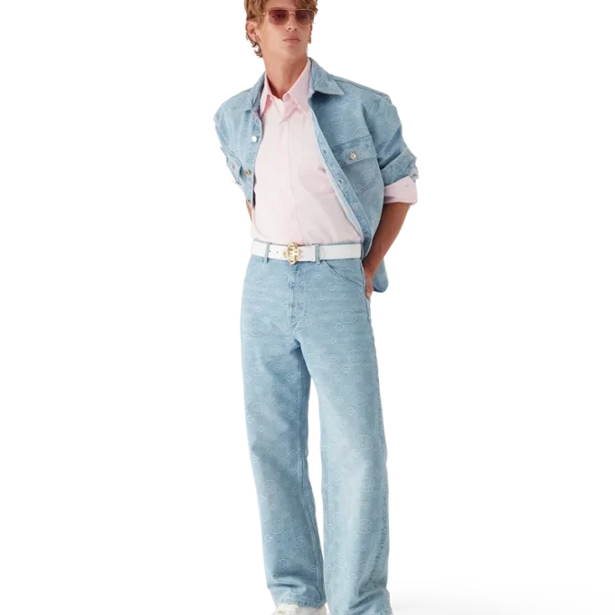 Calças de ganga Monogram de corte descontraído