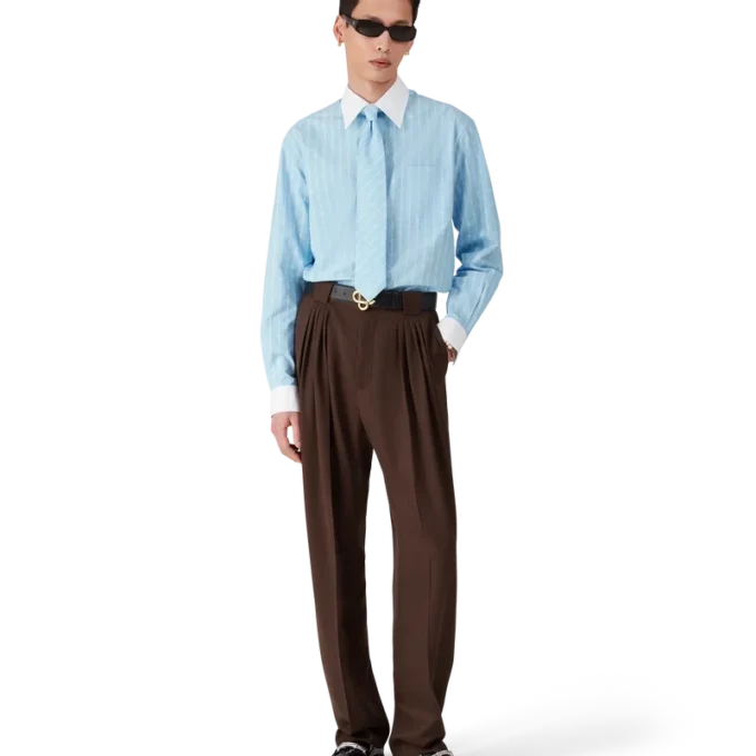 Calças de Lã com Cinco Pregas Calças de Lã com Cinco Pregas