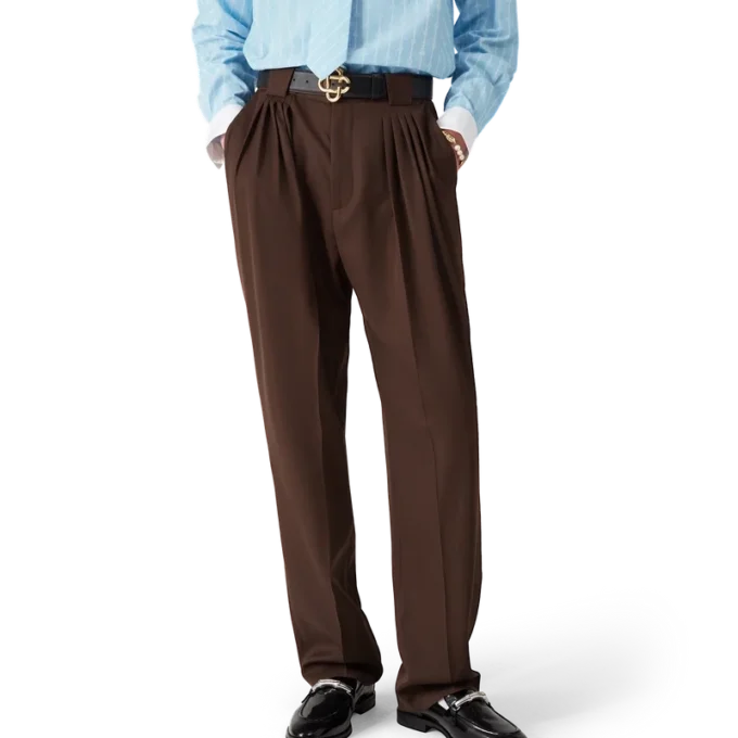 Calças de Lã com Cinco Pregas Calças de Lã com Cinco Pregas