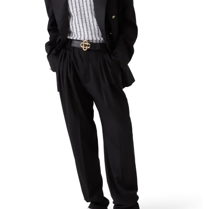 Calças de Lã com Cinco Pregas Calças de Lã com Cinco Pregas