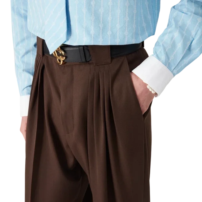 Calças de Lã com Cinco Pregas Calças de Lã com Cinco Pregas