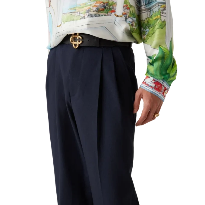 Calças de Lã com Pregas Calças de Lã com Pregas