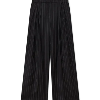 Calças de Lã com Risca-de-giz e Três Pregas