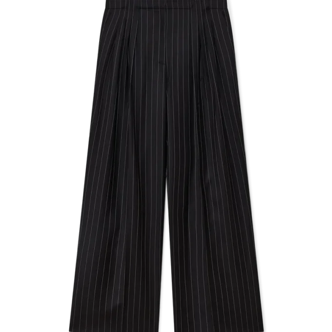 Calças de Lã com Risca-de-giz e Três Pregas Calças de Lã com Risca-de-giz e Três Pregas