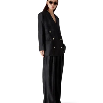 Calças de Lã com Risca-de-giz e Três Pregas