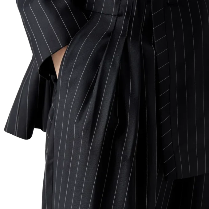 Calças de Lã com Risca-de-giz e Três Pregas Calças de Lã com Risca-de-giz e Três Pregas