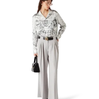 Calças de Lã com Três Pregas