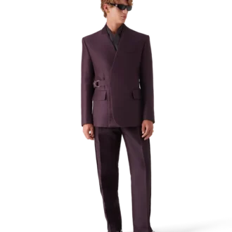 Calças de lã e seda com riscas laterais à medida da Blend