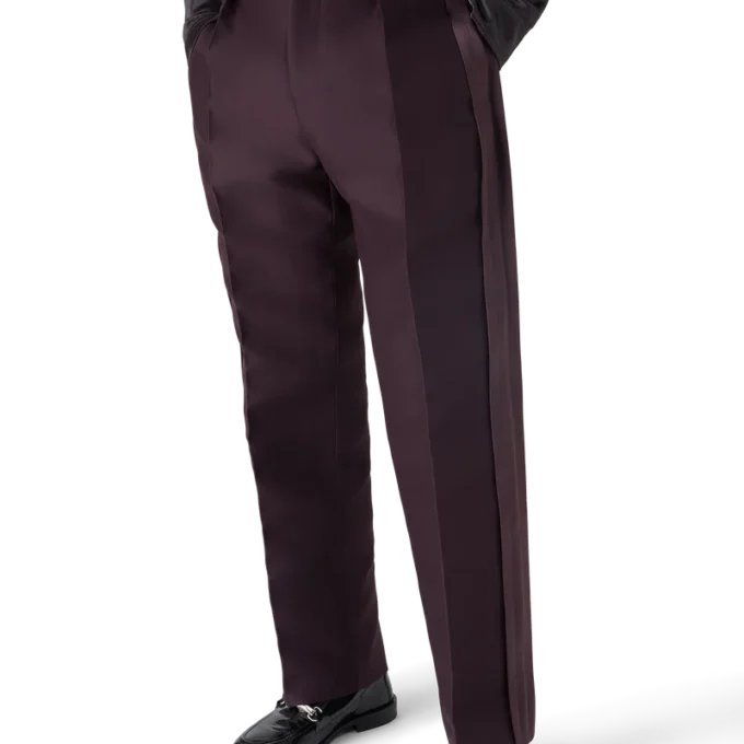 Calças de lã e seda com riscas laterais à medida da Blend Calças de lã e seda com riscas laterais à medida da Blend