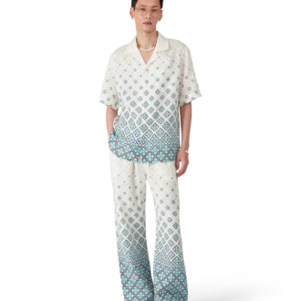 Calças de linho com monograma em degradê