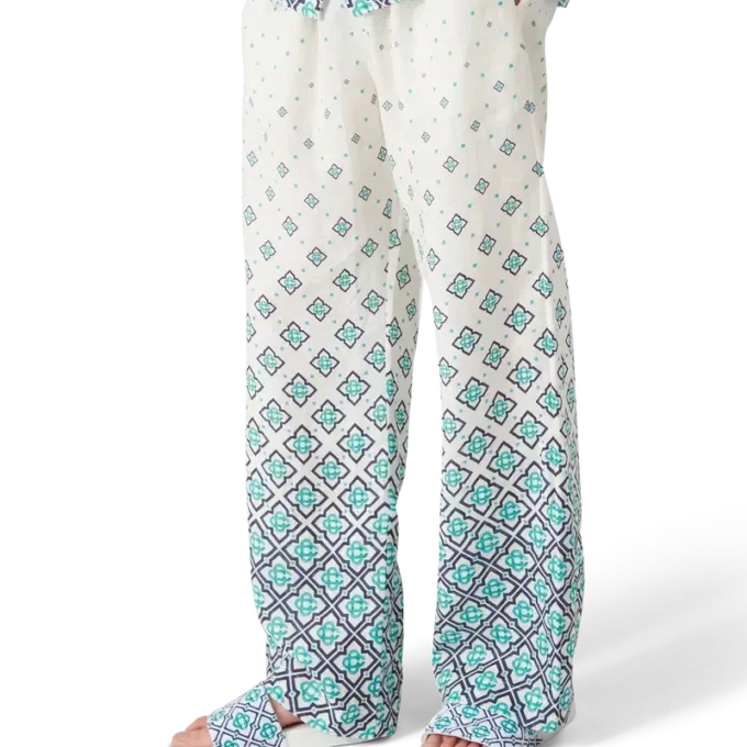 Calças de linho com monograma em degradê