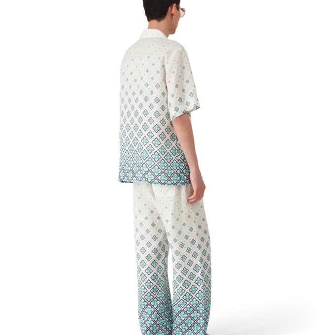 Calças de linho com monograma em degradê