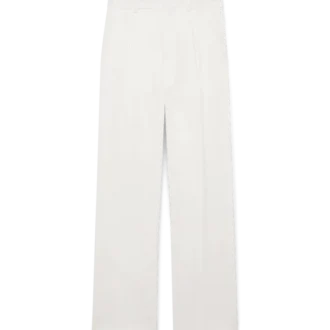 Calças de linho plissadas