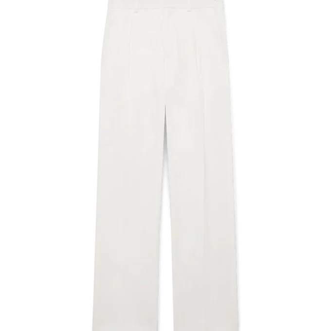 Calças de linho plissadas