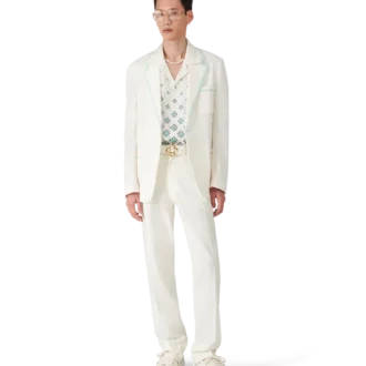 Calças de linho plissadas