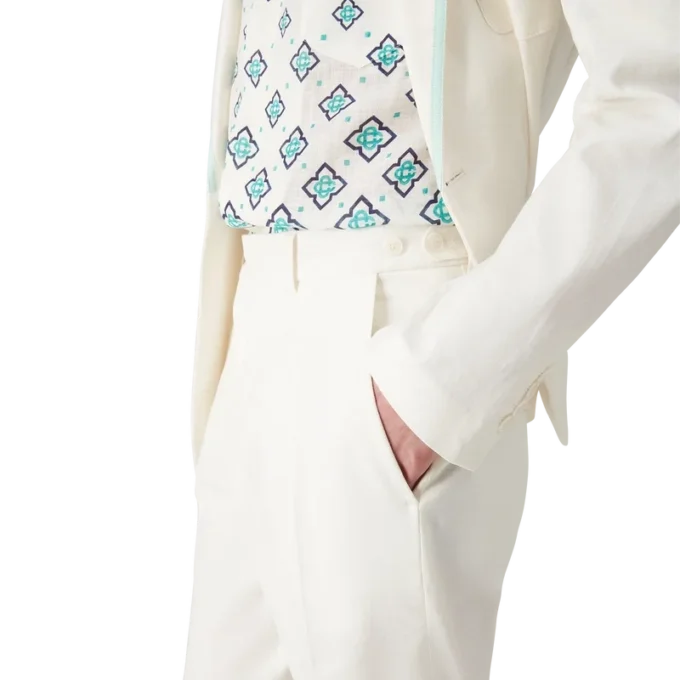 Calças de linho plissadas