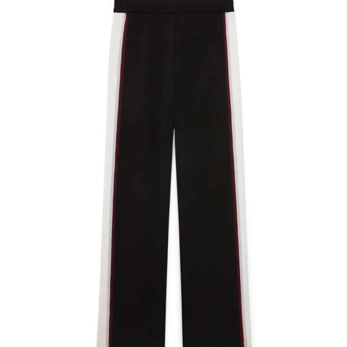 Calças de malha de lã merino às riscas