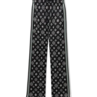 Calças de pijama em cetim de seda com monograma