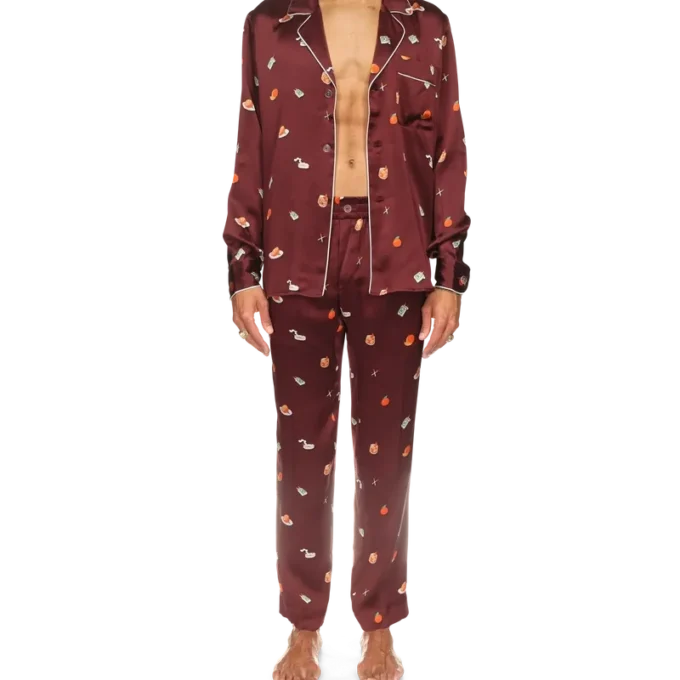 Calças de pijama em cetim de seda Vices